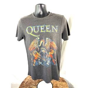 Queen Band Graphic T Shirt Gray Crest Logo Small